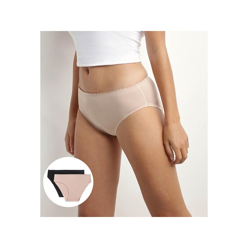 DIM BODY TOUCH MIDI BRIEF 2x - Dámske ponožky 2 ks - čierna - béžová 52496019