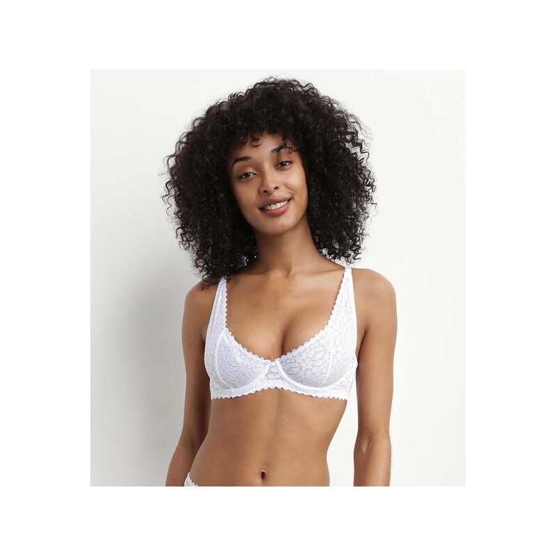 DIM DAILY DENTELLE UNDERWIRE BRA - Dámska čipková podprsenka - biela 57759254