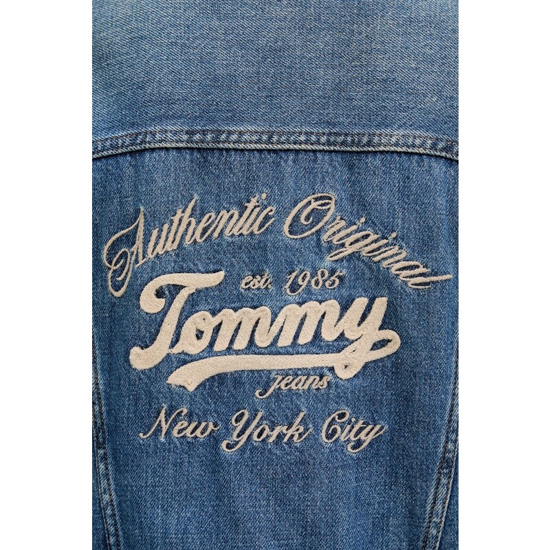 Rifľová bunda Tommy Jeans modrá farba, prechodná, DW0DW21061