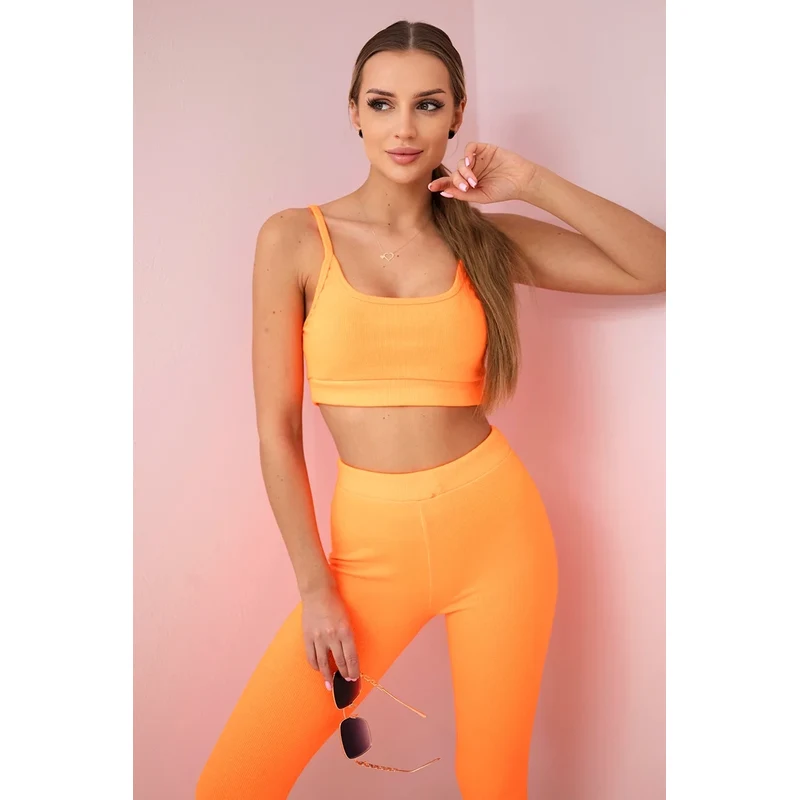Kesi Striped top set with orange neon blouse 60729461