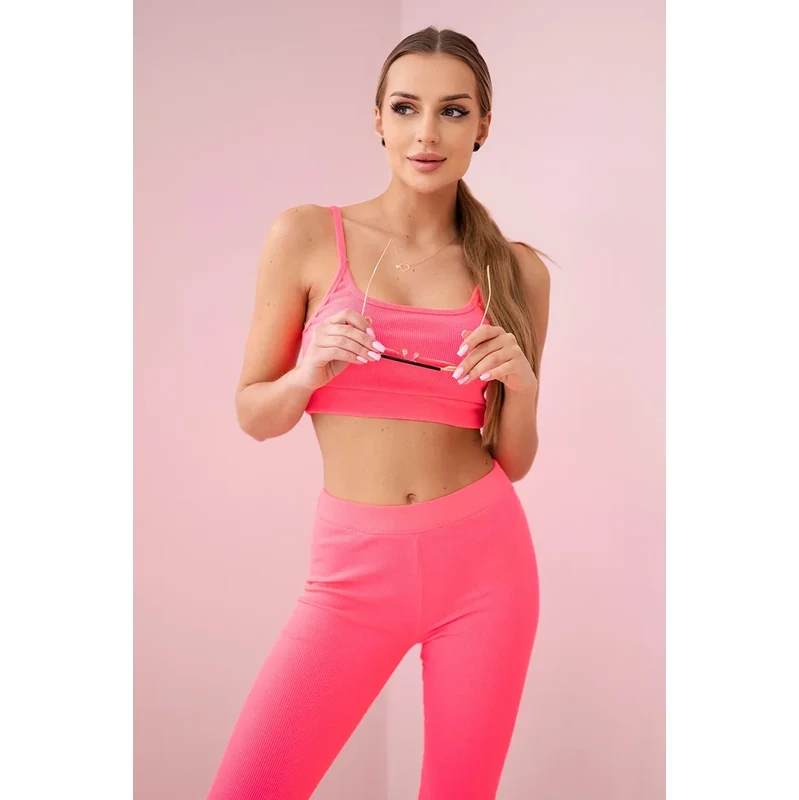 Kesi Striped top set with blouse pink neon 60729970