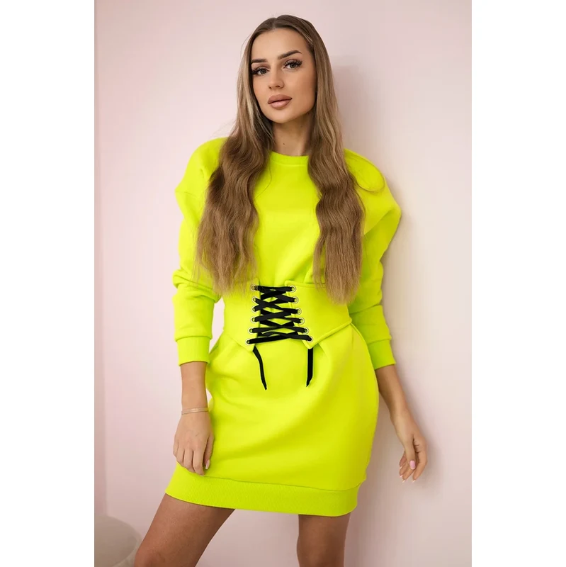 Kesi Insulated dress with pistachio decorative belt 60729967