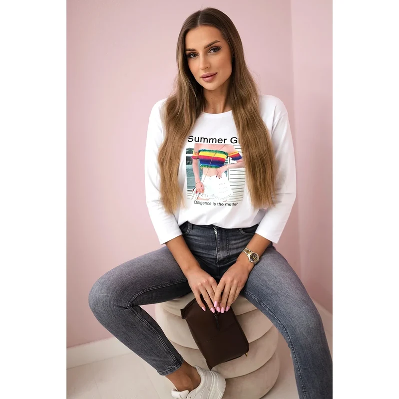 Kesi Blouse with Summer Girl print white 60730798