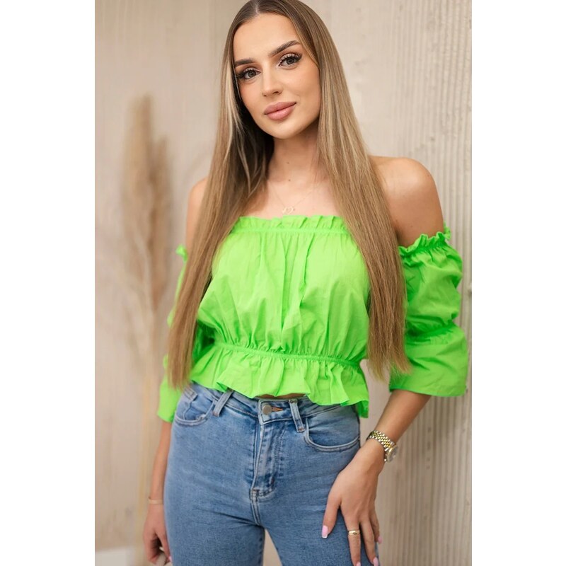 Kesi Blouse over the shoulder light green 60731099