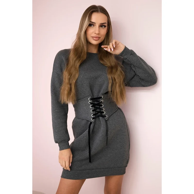 Kesi Insulated dress with decorative graphite belt 60731180