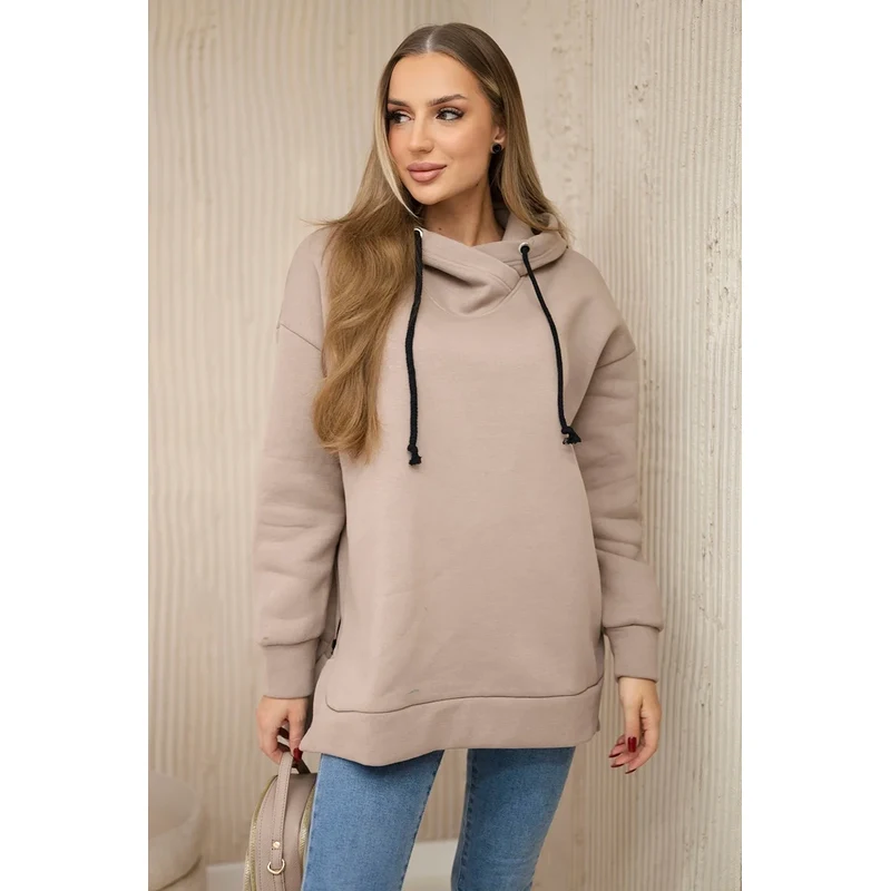 Kesi Insulated sweatshirt with side zipper dark beige 64785523