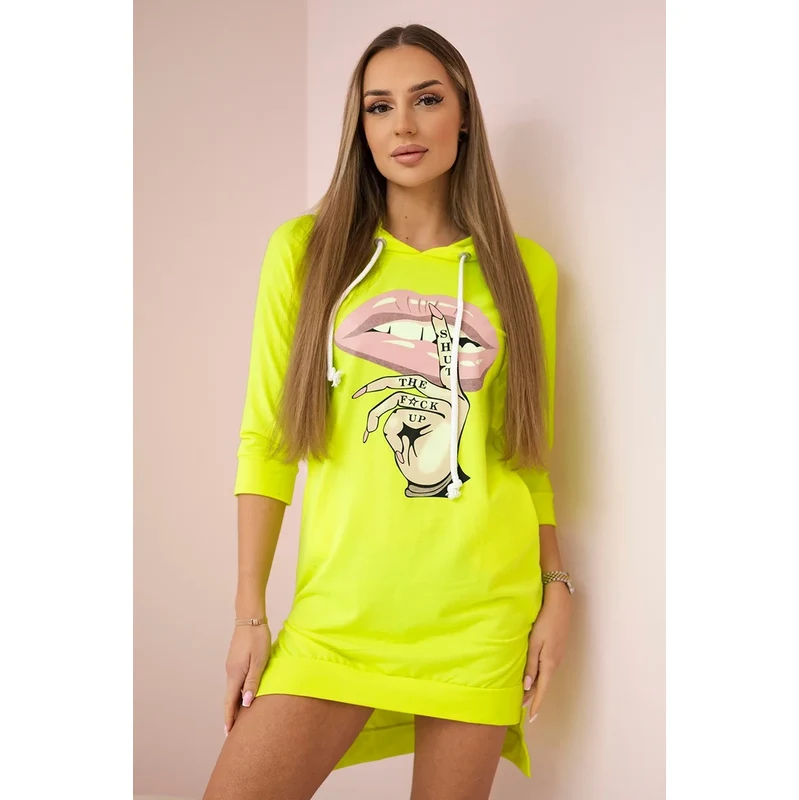 Kesi Dress with a longer back and a colorful yellow neon print 60754184