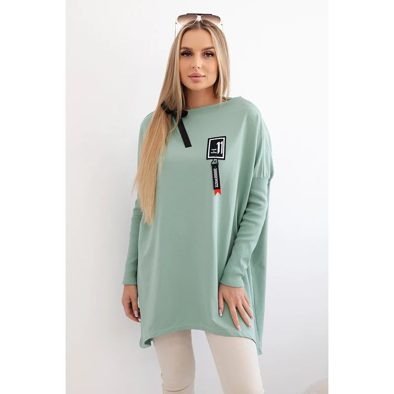 Kesi Oversized sweatshirt with asymmetrical sides dark mint 64785746