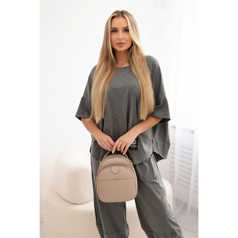 Kesi Włoski Włoski Bavlnená súprava blúzka + nohavice Grafit 64657287