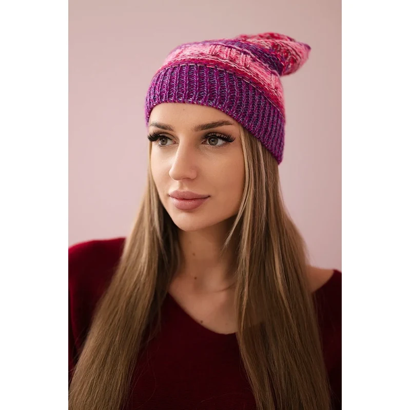 Kesi Čapica s fleece Patrycja K254 neónovo ružové+fialové 64657642