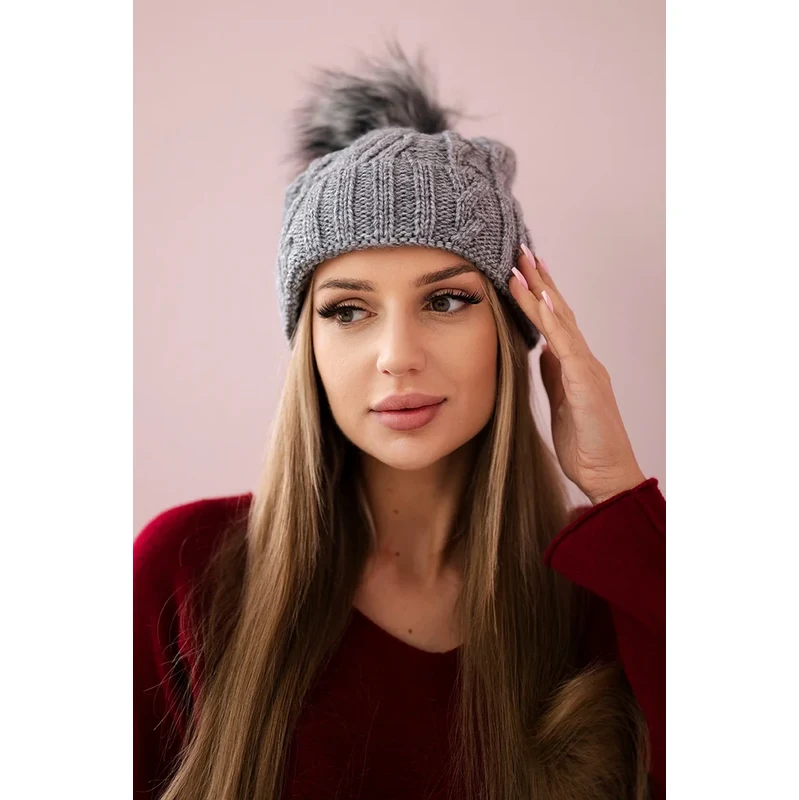 Kesi Čapica s fleece Warkocz K226 tmavošedý 64657967