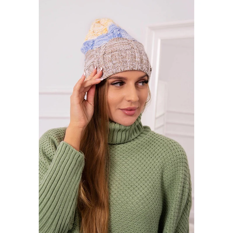 Kesi Čapica s fleece Dolores K303 tmavo béžová+modrá+žltá 64657970