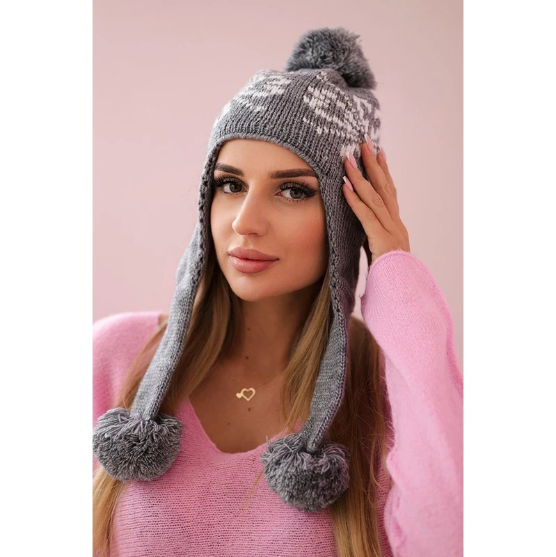 Kesi Dámska čiapka s dlhými ušami Balbina K381 tmavošedý 64657991