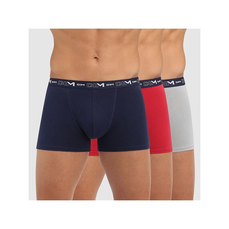 DIM COTTON STRETCH BOXER 3x - Pánske boxerky 3 ks - tmavo modrá - 65390464