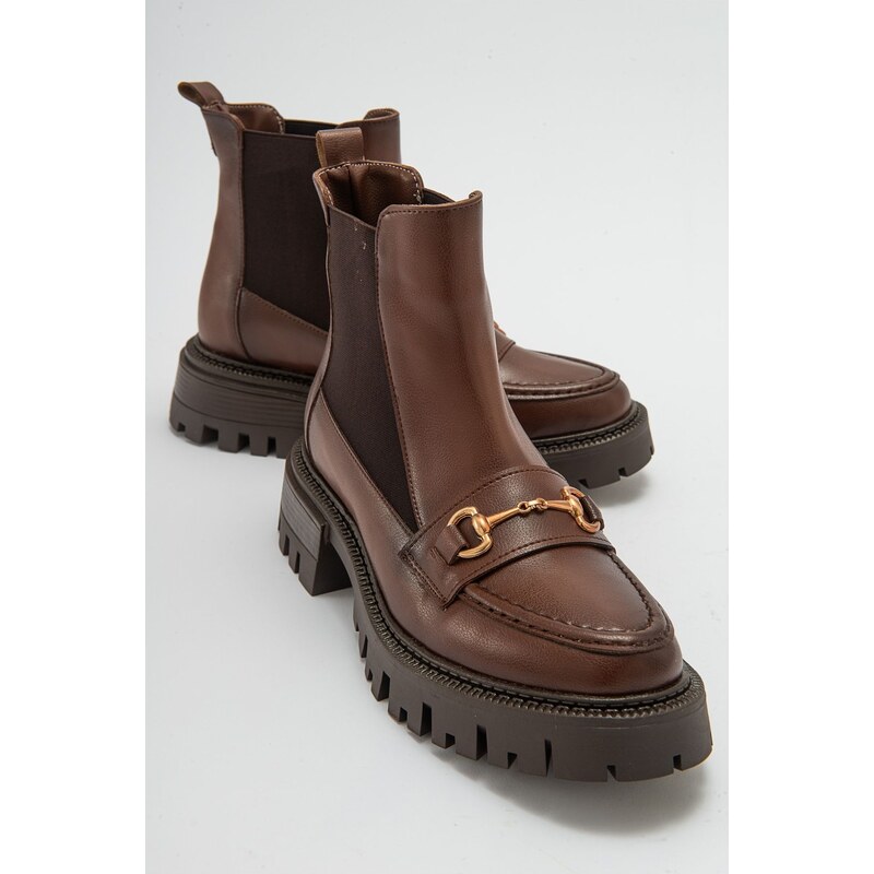 LuviShoes VESPER Tan Buckle Womens Chelsea Boots 50572342