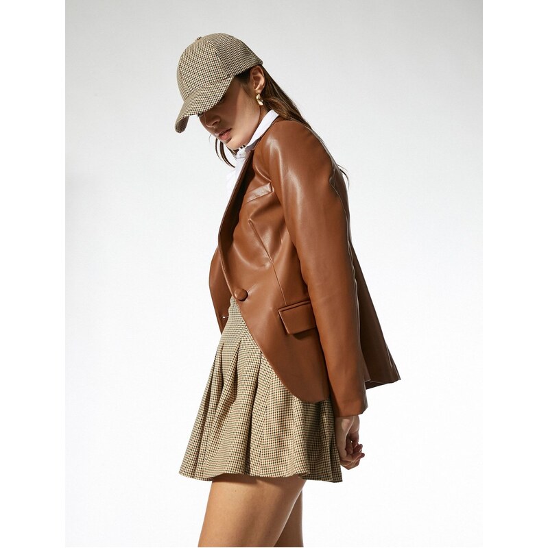 Koton Leather Look Blazer Jacket 64663657