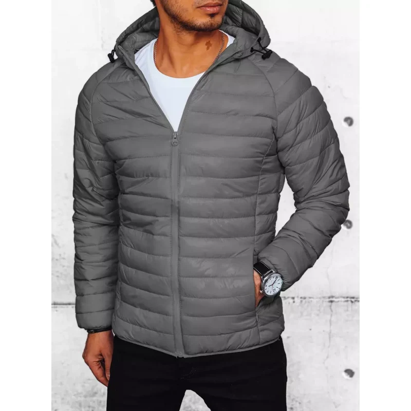 Pánska prechodná bunda tmavosivá Dstreet 50683983