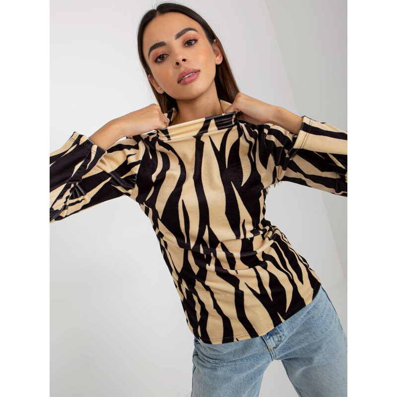 RUE PARIS Béžovo-čierny rolák so vzorovaním -RP-BZ-8187-1.02X-pattern 57951015