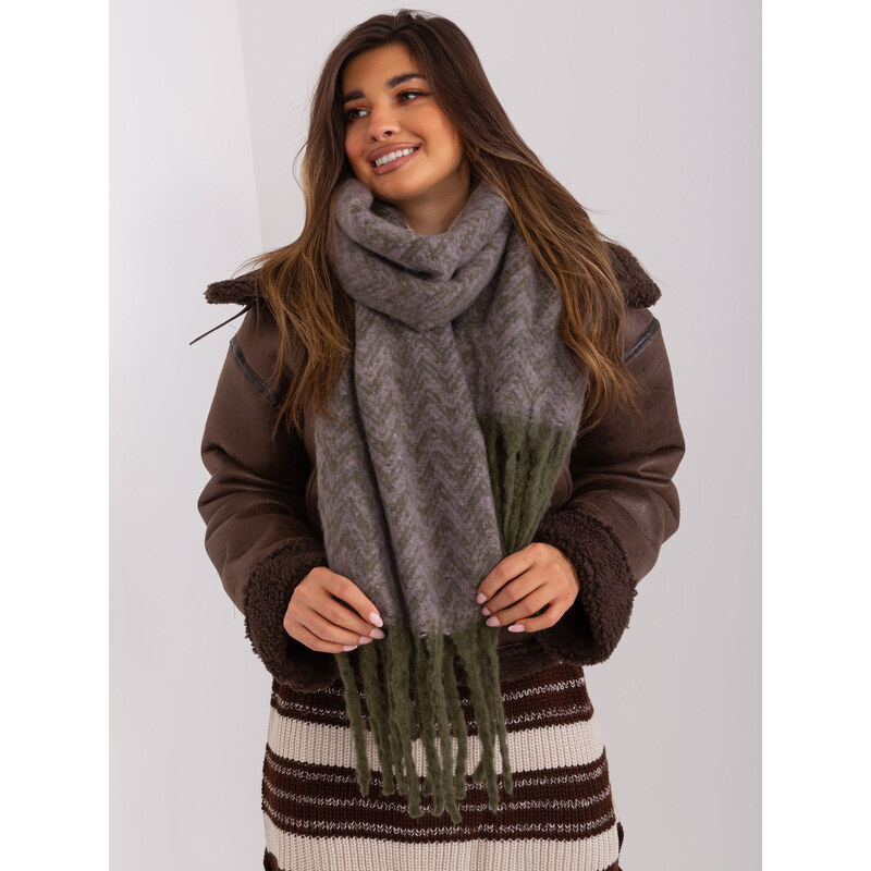 ITALY MODA Fialovo-zelený šál so strapcami AT-SZ-23125.75-khaki 57953650