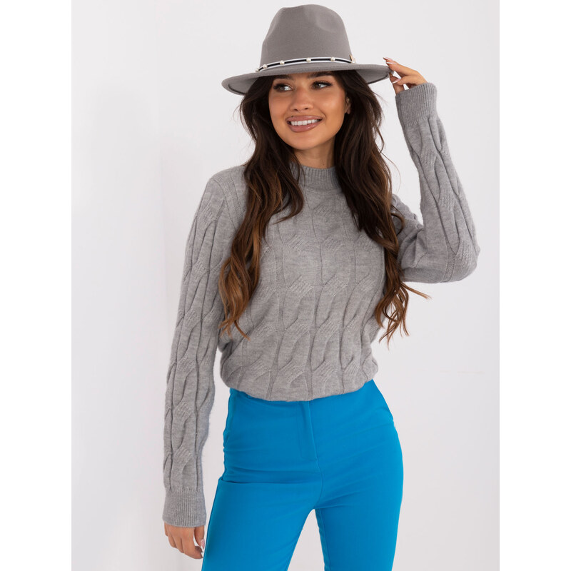 ITALY MODA Sivý teplý sveter s rolákom AT-SW-2235.00P-grey 57956130