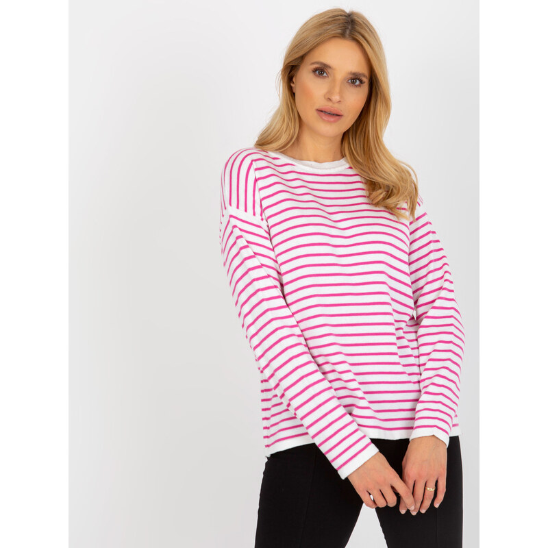 RUE PARIS Svetlofialový pruhovaný sveter LC-SW-6006.22-light violet 57951348