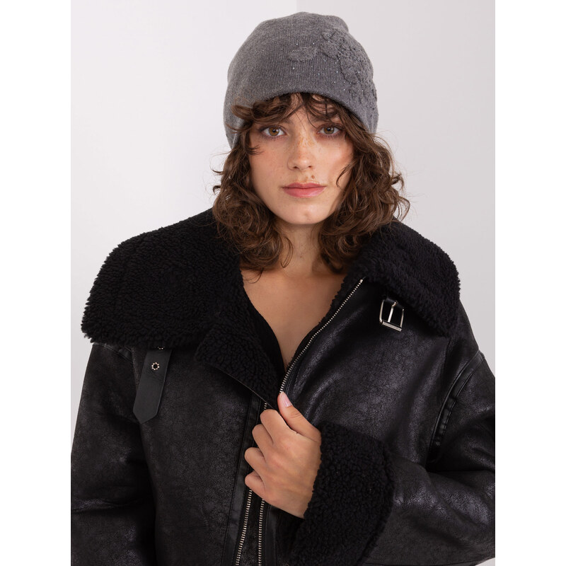 ITALY MODA Tmavosivá zimná čiapka s kamienkami AT-SK-23250.61P-dark 57953691