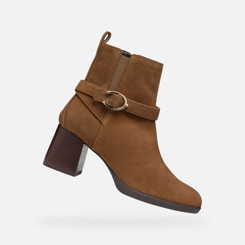 Brown womens ankle boots Geox Walk Pleasure 55 - Womens 64667944