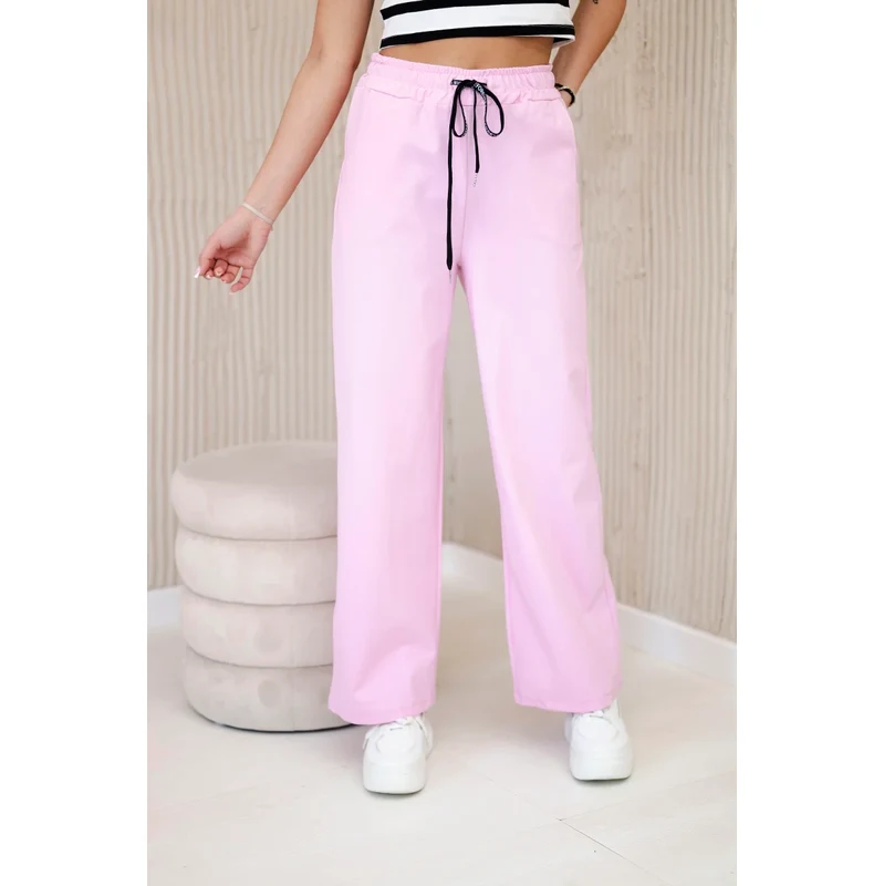 Kesi Włoski Nohavice Punto so širokou nohou svetloružová 64669403