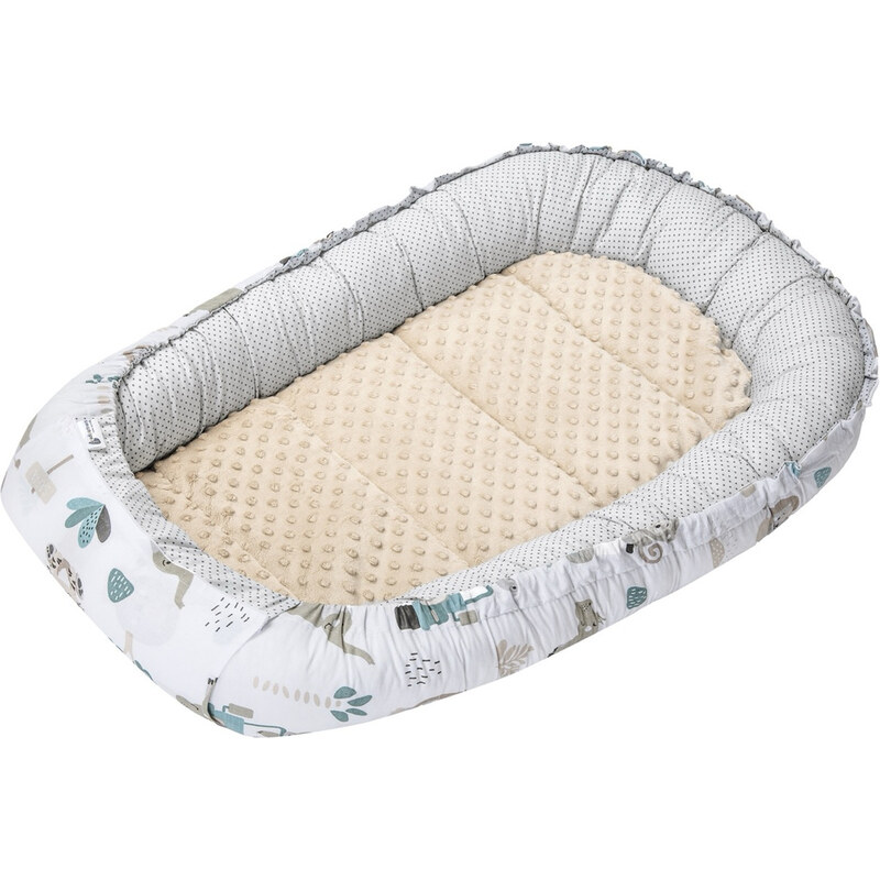 Medi Partners Baby cocoon/nest – Mint Zoo + beige Minky 64670295