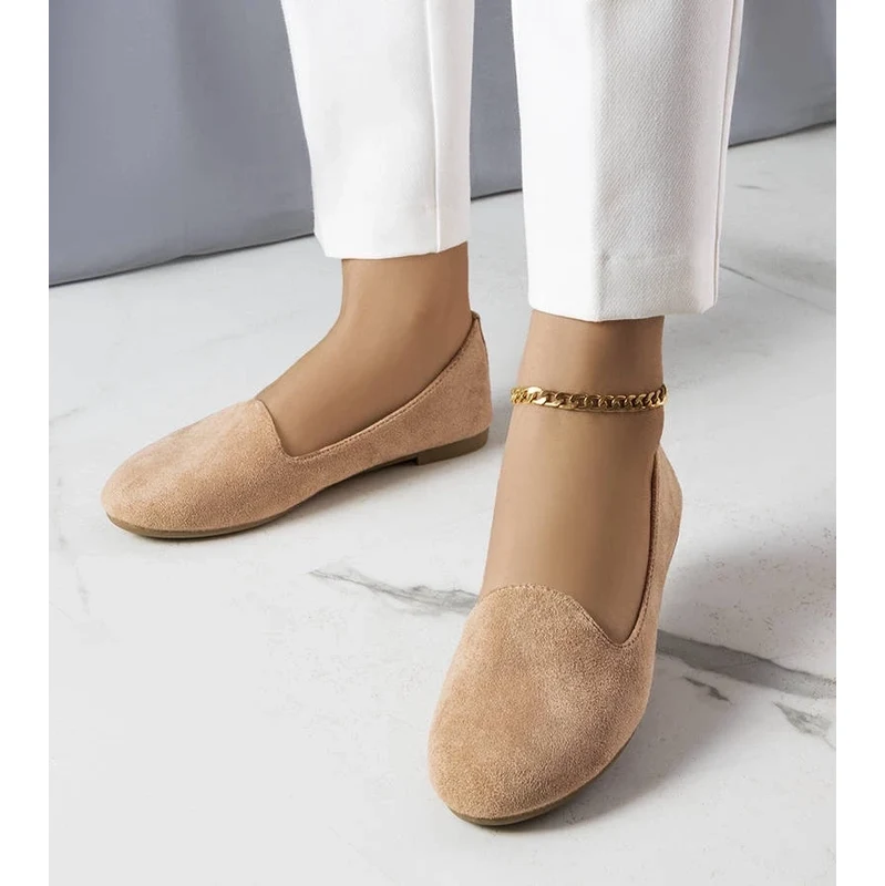 Gemre Béžové balerínky z eko-semišu Marion 64696595