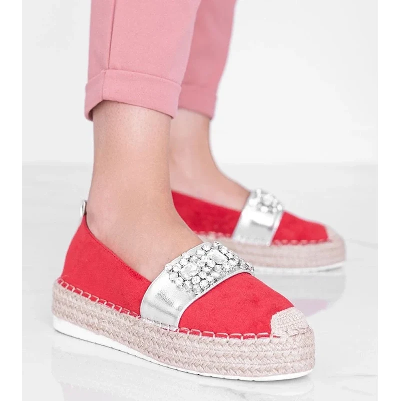 Gemre Červené espadrilky s kamienkami Cher 64672608