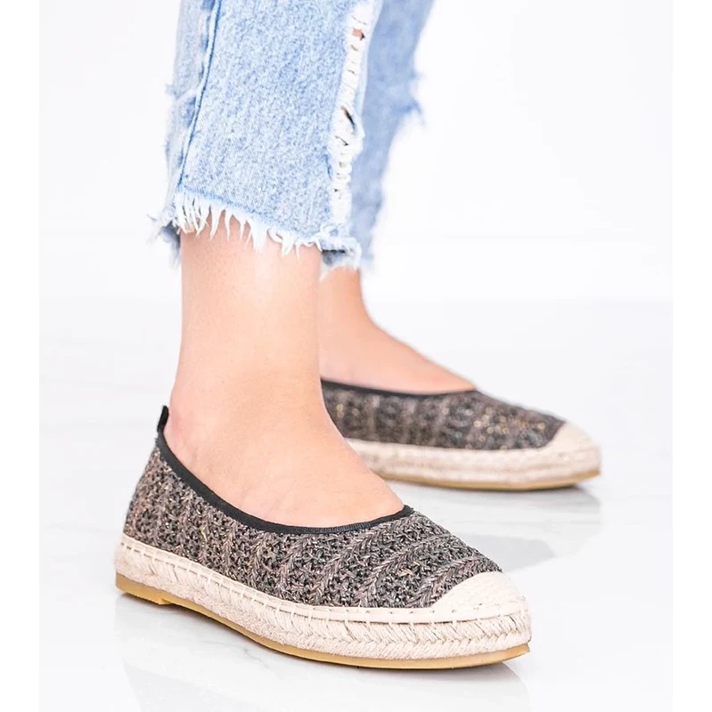 Gemre Hnedé espadrilky so zlatou niťou Zoey 64672616