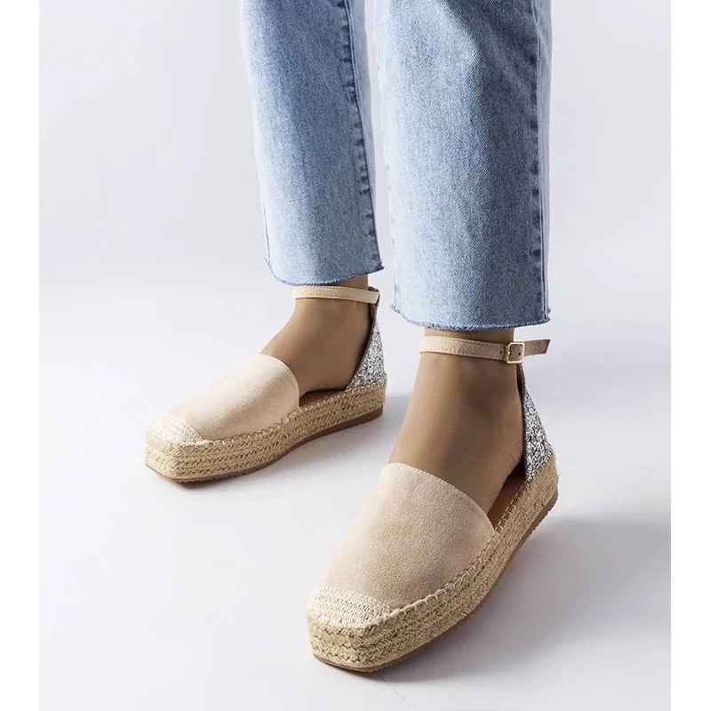Gemre Béžové espadrilky s trblietavou vložkou Myasia 64672968
