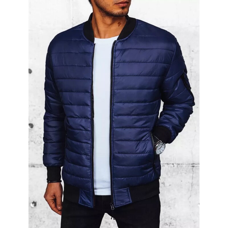 Pánska prešívaná bunda bombera tmavomodrá Dstreet 50670108