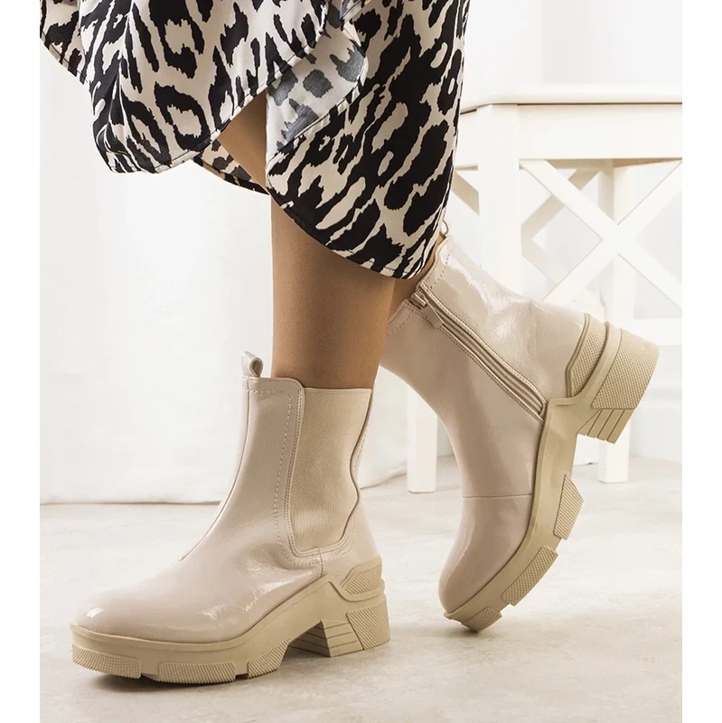 Gemre Béžová lakovaná botki Asma 64676514