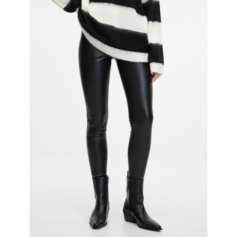 Black womens patterned leggings ORSAY - Womens 64790063