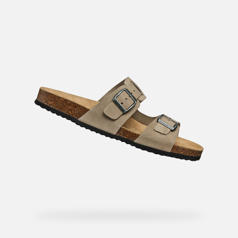 Light grey mens slippers Geox Ghita - Mens 64678653