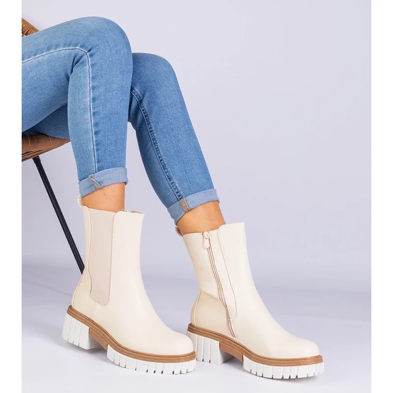 Gemre Béžové členkové topánky z ekokože Tantala 64679041