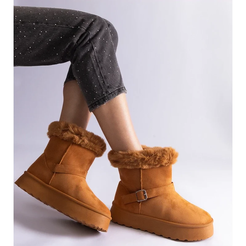 Gemre Hnedé zateplené snehule zdobené kožušinou Iglesia 64791170