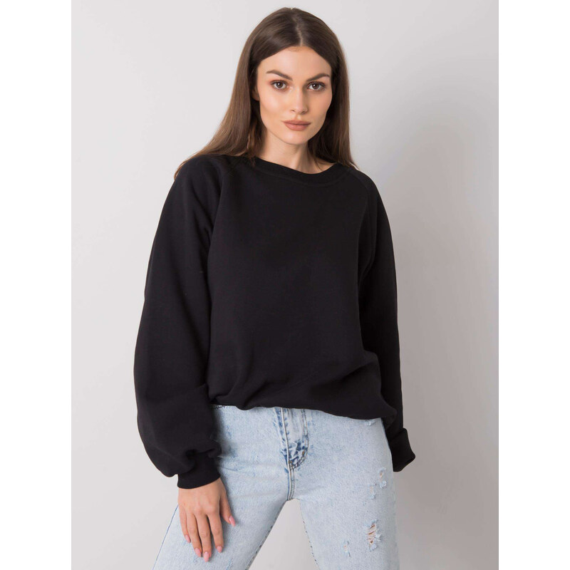 RUE PARIS Čierna dámska mikina bez kapucne -RV-BL-6758.50P-black 57947767