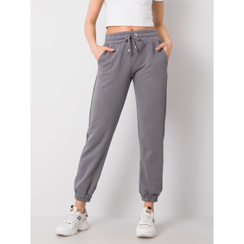 RUE PARIS Tmavo šedé dámske tepláky RV-DR-6120.03P-gray 57947501