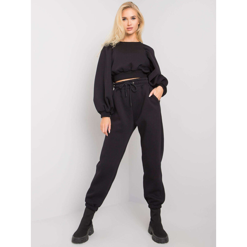 RUE PARIS Čierna súprava s naberanými rukávmi RV-KMPL-7010.10-black 57950843