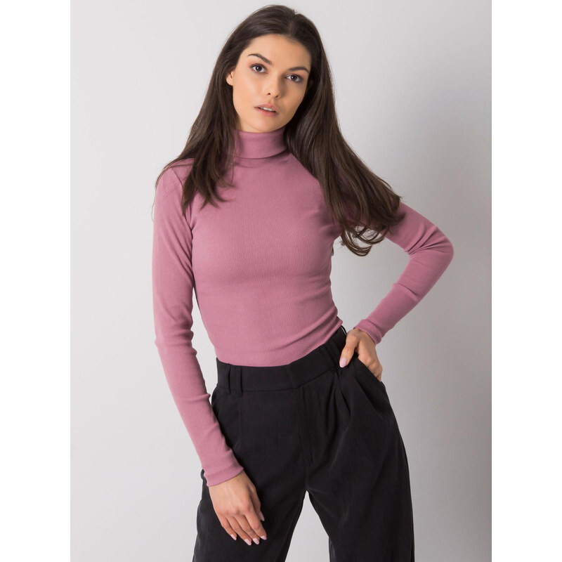 RUE PARIS Tmavo ružový dámsky rebrovaný rolák RV-BZ-7182.01P-pink 57951031