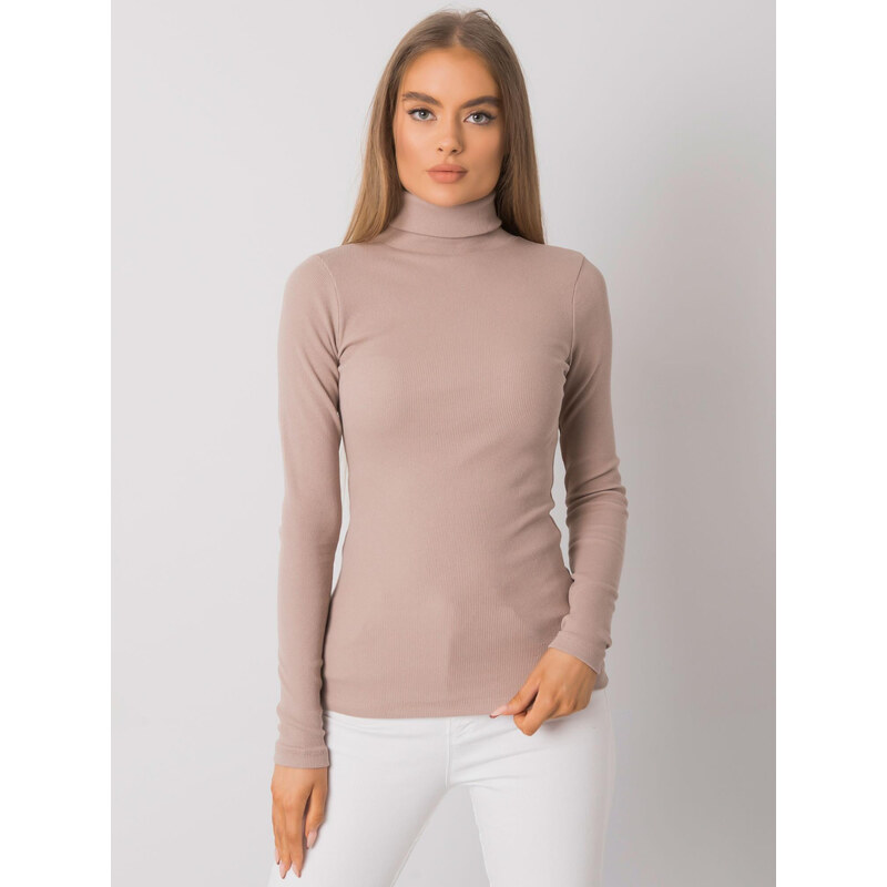 RUE PARIS Béžový dámsky rebrovaný rolák RV-BZ-7182.01P-beige 67071077