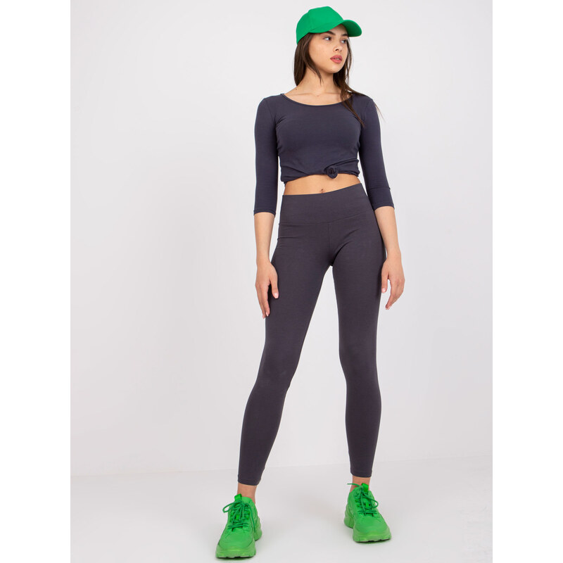 RUE PARIS Tmavosivé basic legíny -LA-LG-T-13.66-grey 57949812