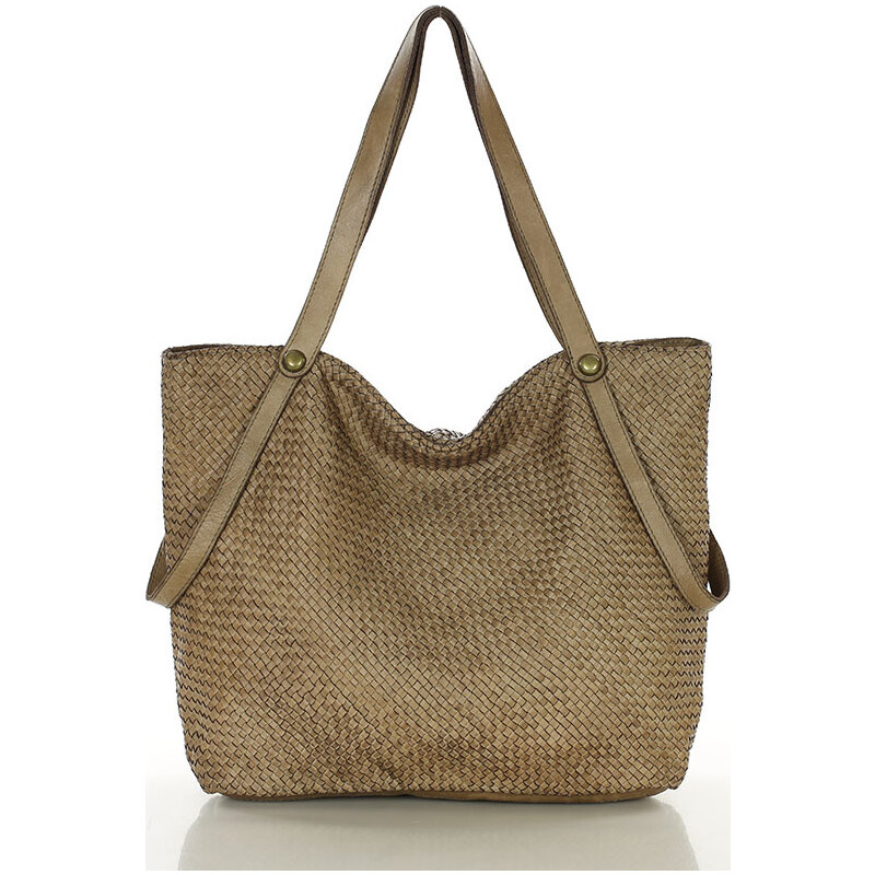 MARCO MAZZINI Béžová veľká taška shopper z tkanej kože (v244d) 60312350