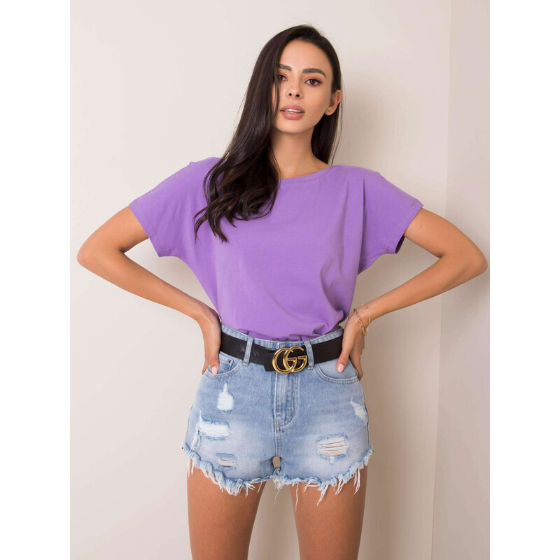 BASIC Fialové dámske tričko s výstrihom na chrbte RV-TS-4662.14P 19156619