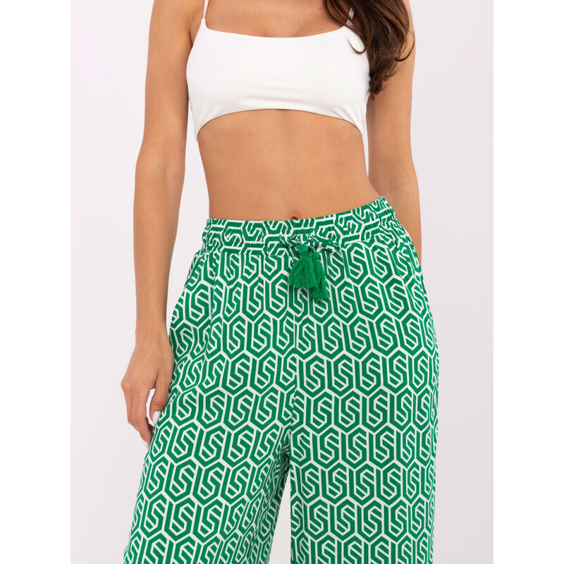 SUBLEVEL Zelené vzorované látkové nohavice D73770R62237A-green 39646142