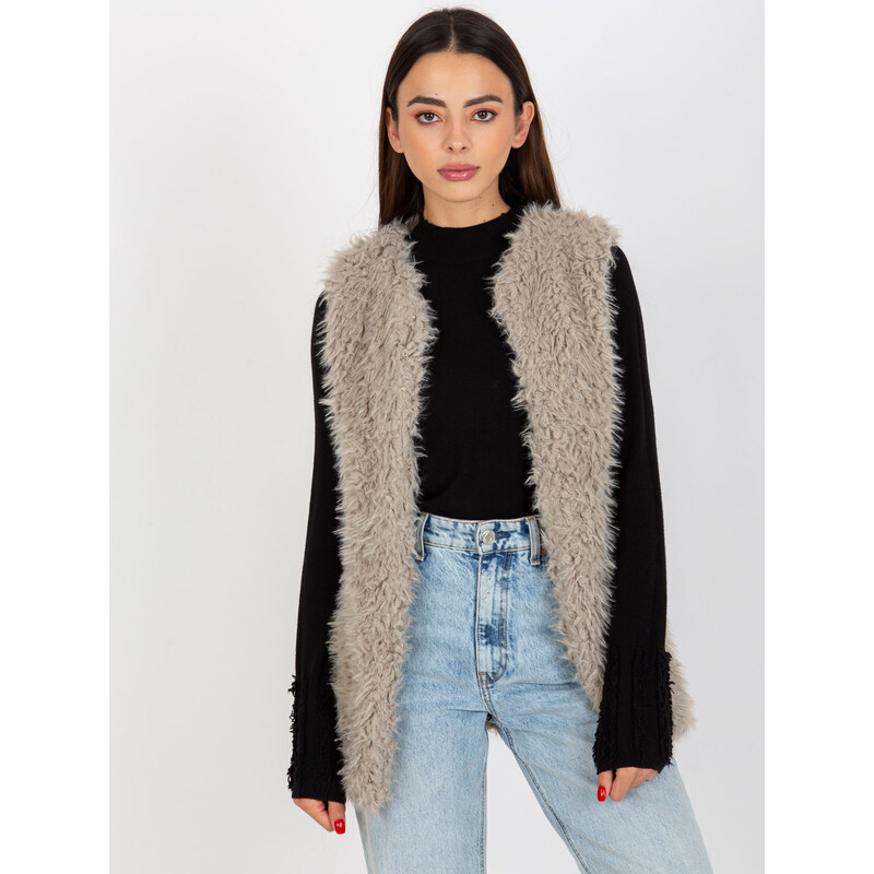 ITALY MODA Sivá kožúšková vesta AT-KZ-21501.22P-light grey 57951008