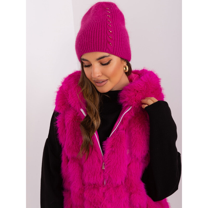 ITALY MODA Fuchsiová zimná čiapka s aplikáciou AT-CZ-2328.75-fuchsia 57953626